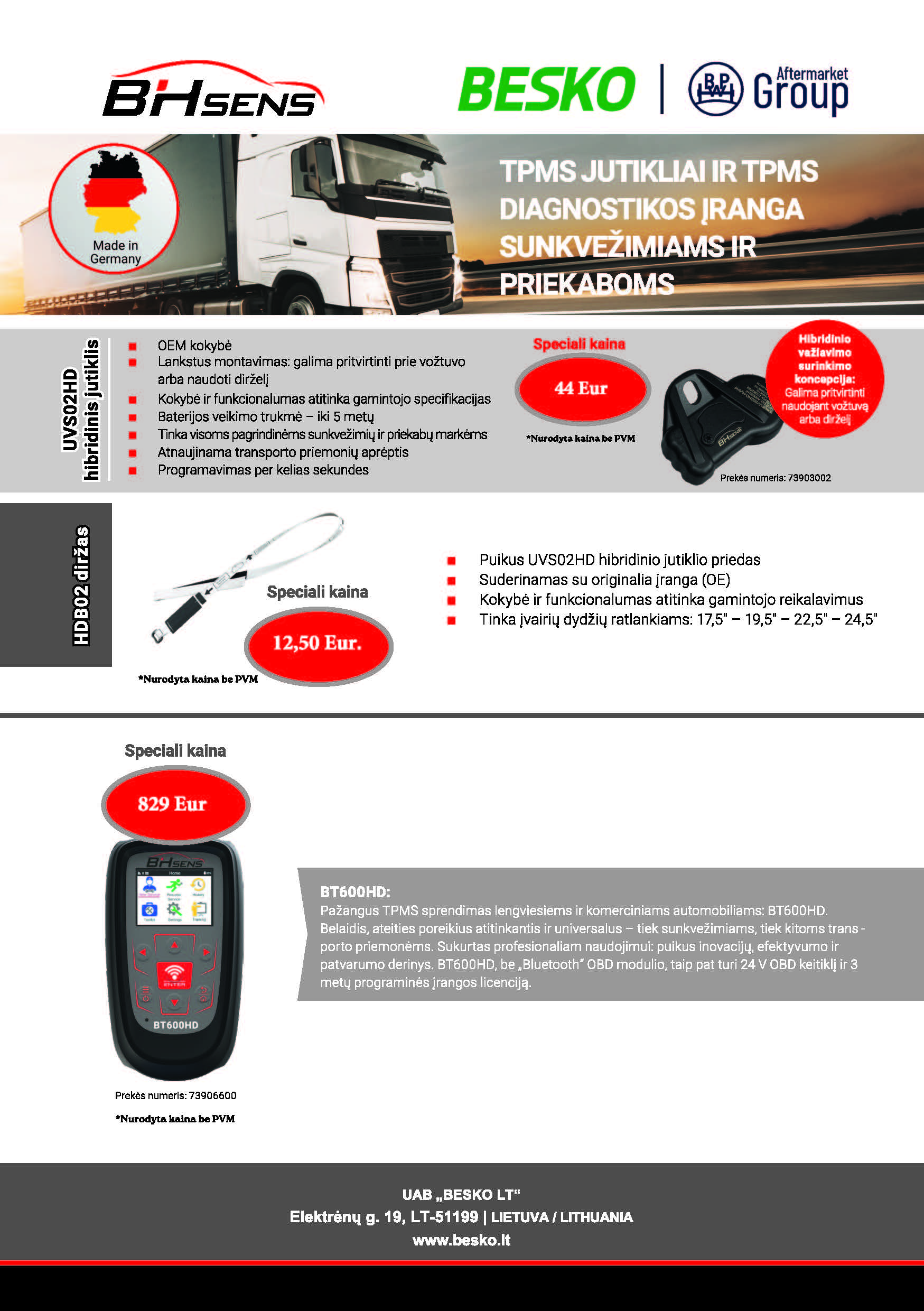 TPMS jutikliai ir diagnostikos įranga