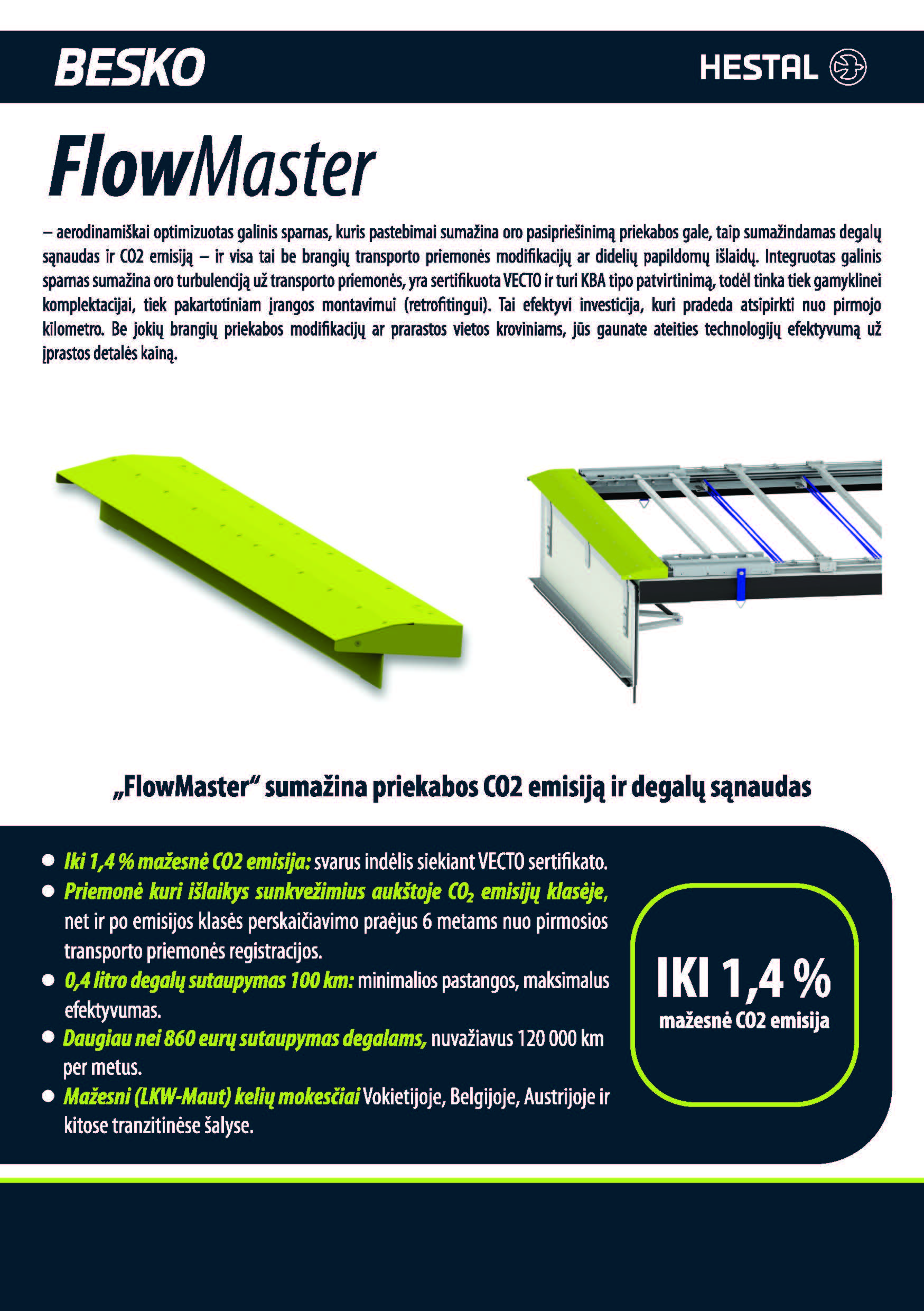„FlowMaster” aerodinamiškai optimizuotas galinis sparnas